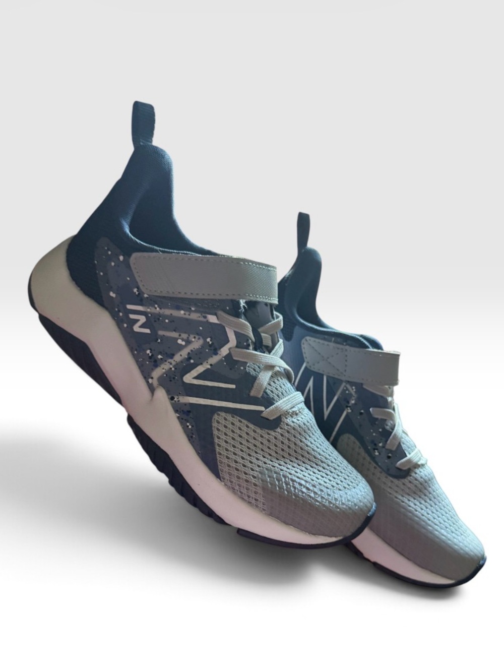 New Balance Kids Gray and Navy Hook-and-Loop Athletic Sneakers